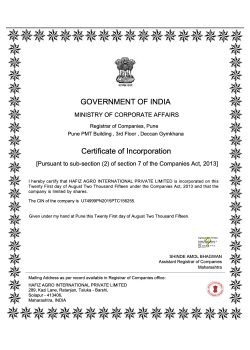 Incorporation Certificate